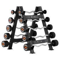 Mirafit Weighted EZ Curl Bars 5kg 50kg Set with 10 Bar Rack in gym