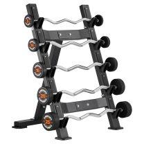 Mirafit Weighted EZ Curl Bars 15kg 35kg Set with 5 Bar Rack in gym