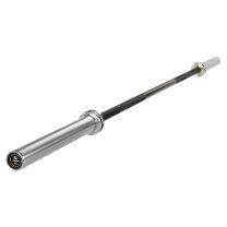 black and chrome Mirafit M3 20kg Olympic Barbell with end cap graphic