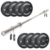 kit Mirafit 7ft bar and 100kg bumper plates
