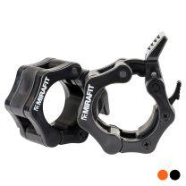 Mirafit 2 inch Olympic Weight Bar QR Collars in Black on White Background 