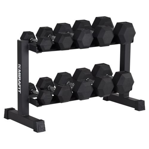 Mirafit Hex Dumbbells With Rack - 5kg to 25kg Set