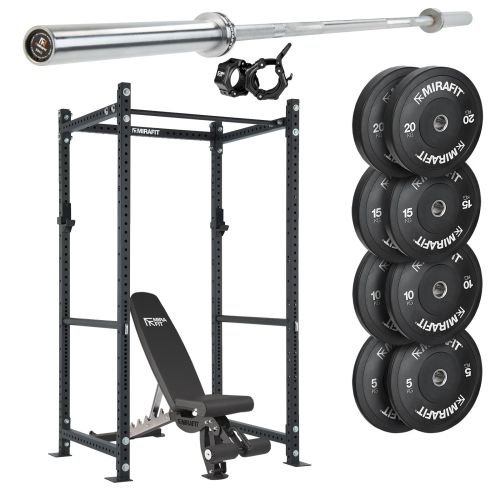 Mirafit M3 Power Rack with Barbell and Weights Set