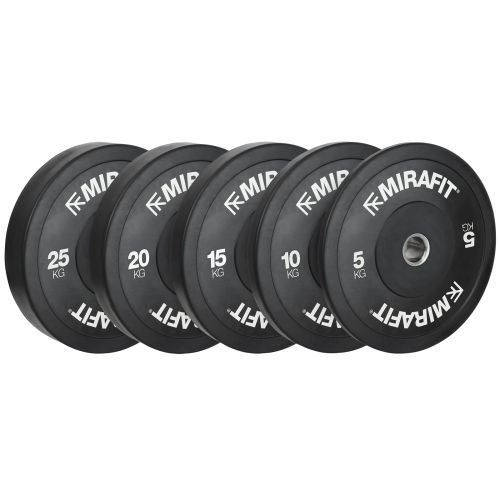 Mirafit Black Olympic Rubber Bumper Plates