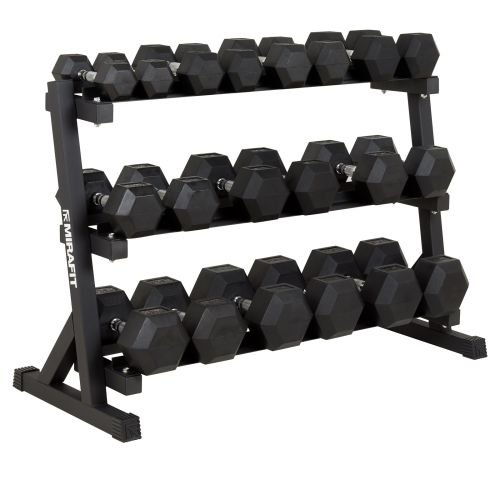 Mirafit Hex Dumbbell Set & 3 Tier Weight Rack