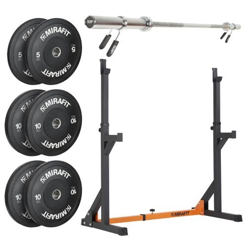 Mirafit Squat Rack With Barbell and Weights
