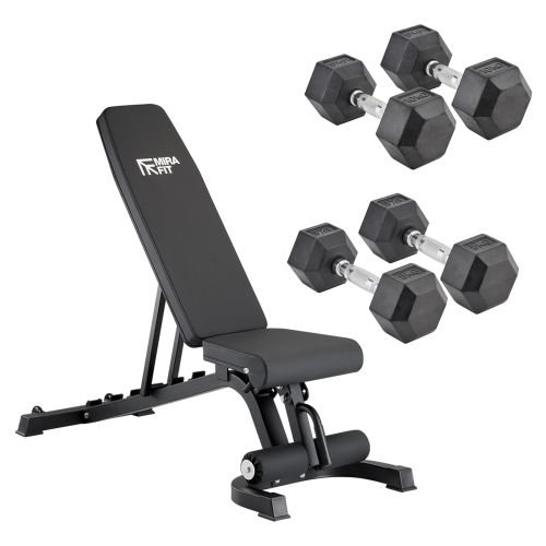 Mirafit FID Weight Bench & Hex Dumbbells