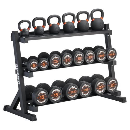 Mirafit Dumbbell & Kettlebell Set with Rack