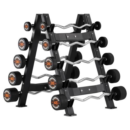 Mirafit EZ Curl Bar Set with 10 Bar Rack