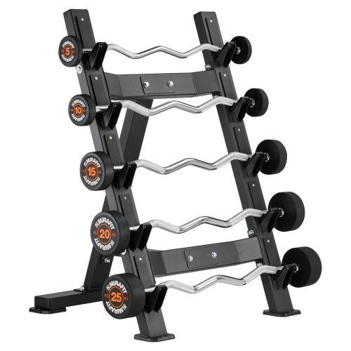 Mirafit Weighted EZ Curl Bar Set with Rack