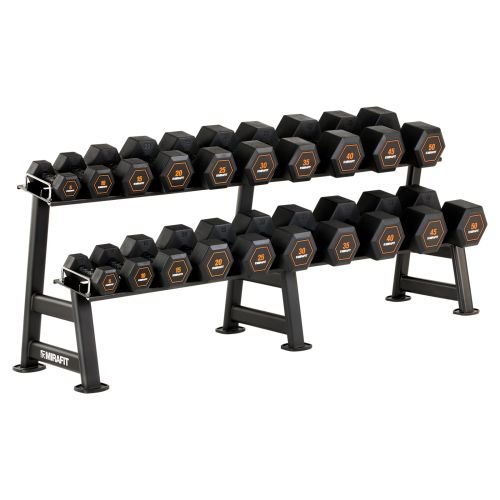 Mirafit Rubber Grip Hex Dumbbell Set & Rack