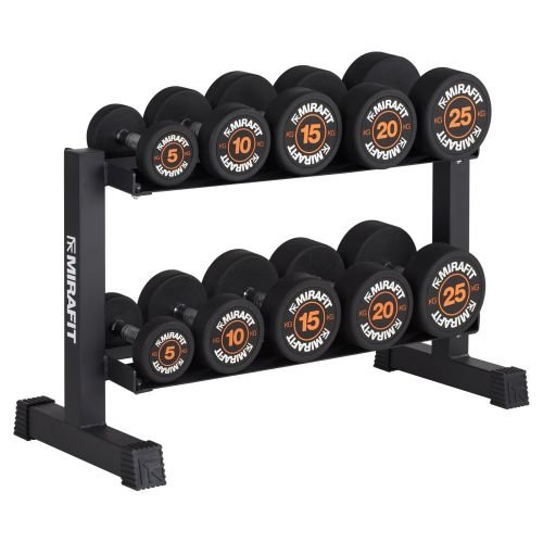 Mirafit Rubber Dumbbells With Rack - 5kg to 25kg Set