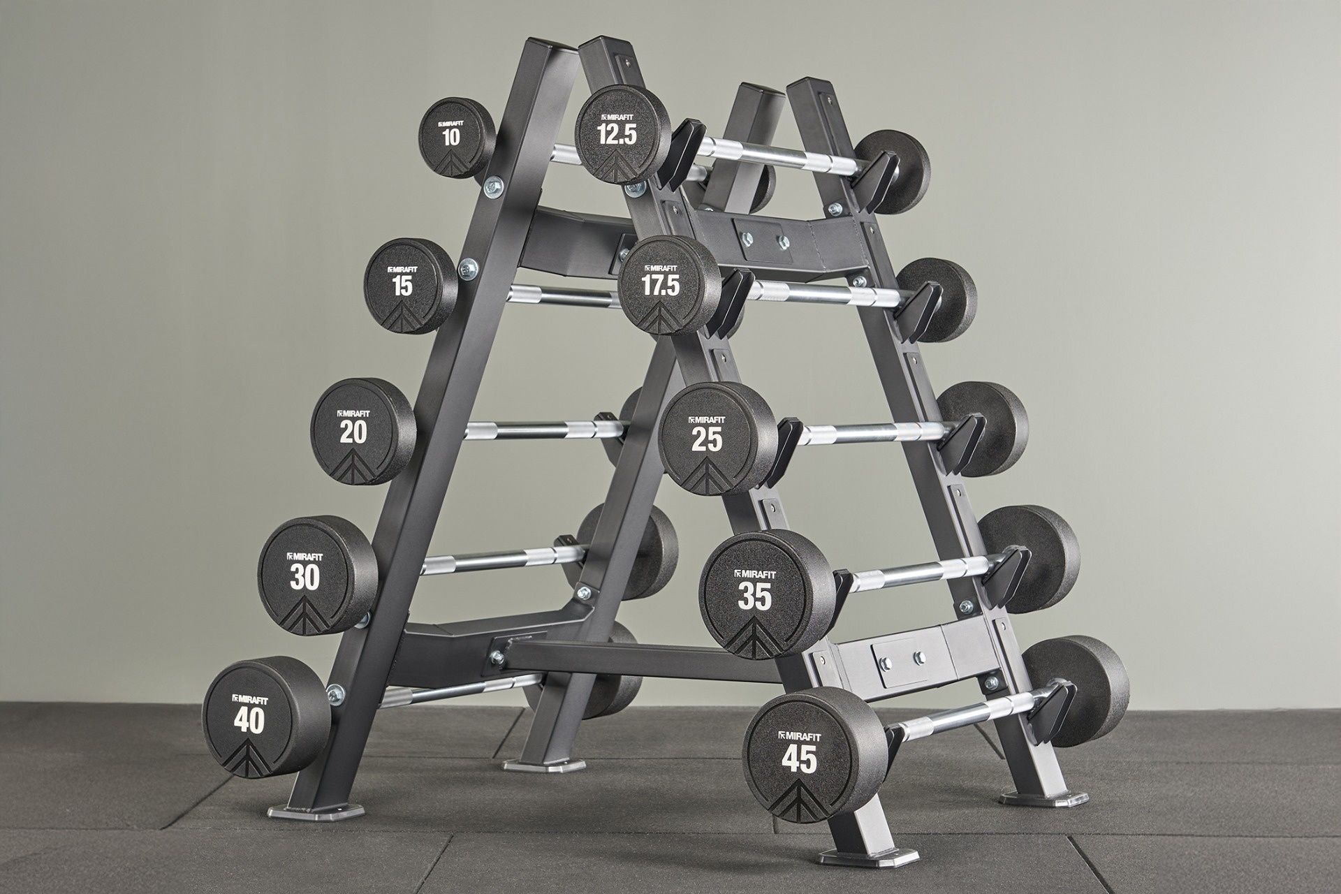 Fixed Bars Rack Urethane Fixed Barbell Set & 10 Bar Rack | Mirafit