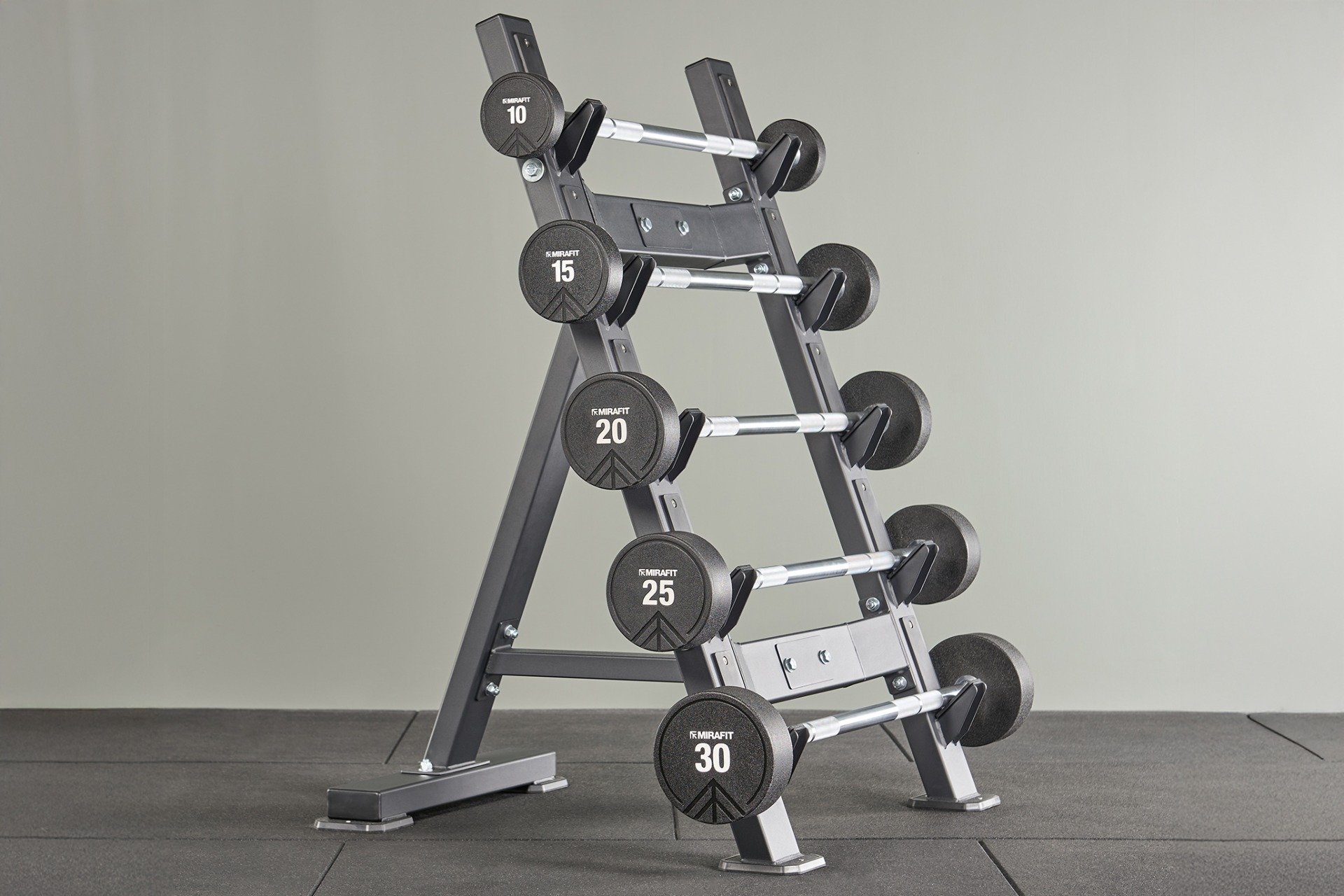 Urethane Weighted Barbell Set with Rack | Mirafit
