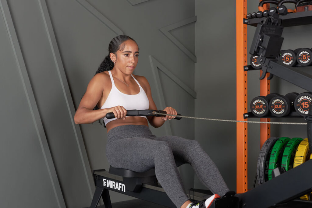 exercising on a Mirafit Rowing Machine