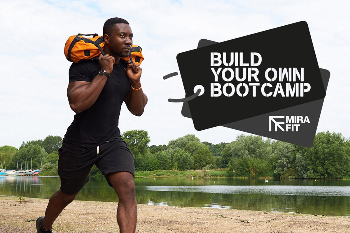 Man running with a Mirafit Gym Sandbag