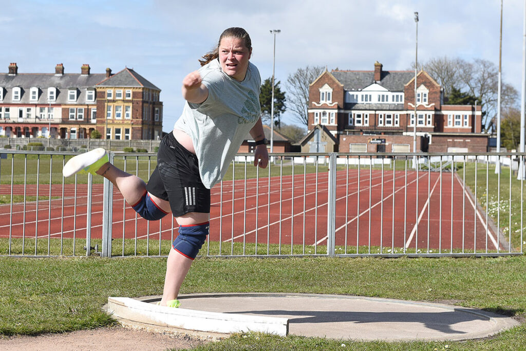 Sophie Mckinna after throwing a shot