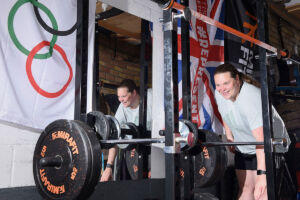 Team GB Olympic Shotputter Sophie McKinna in her garage gym which is kitted out in Mirafit gym equipment