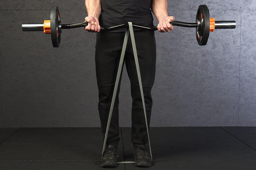 Mirafit Resistance Bands Mirafit Fitness Professional Doing Banded EZ Curls using a Mirafit resistance band