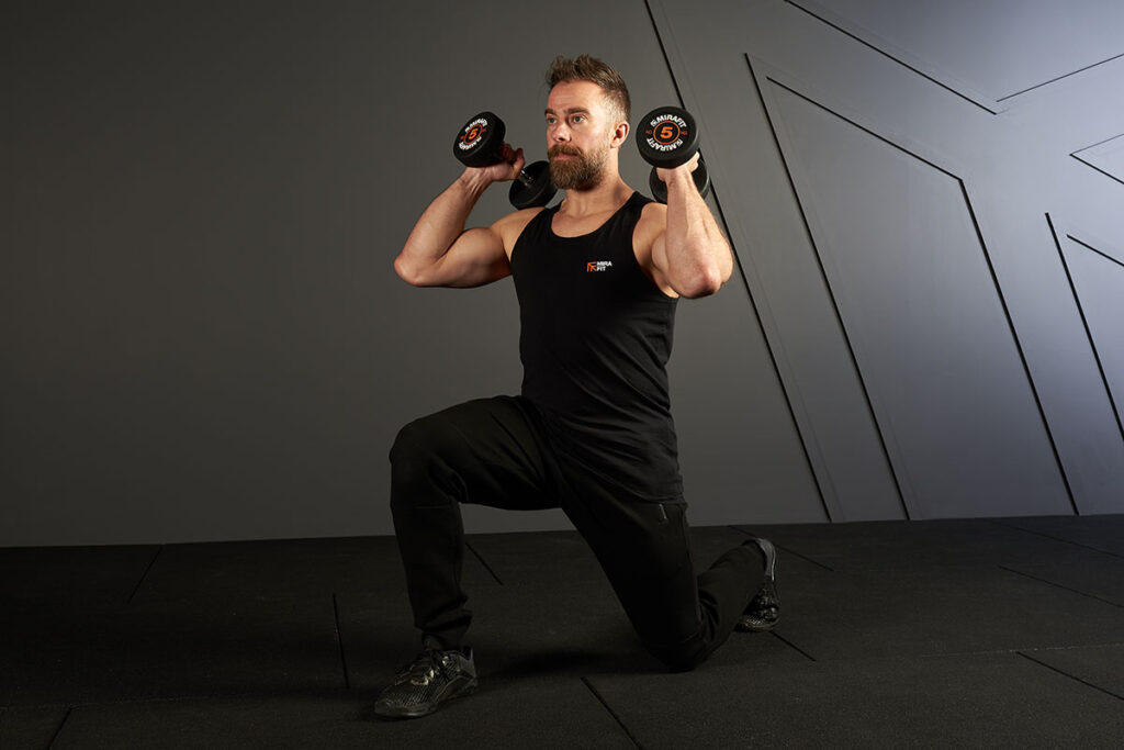 5kg Dumbbell Walking Lunges Walking Lunges with Mirafit Rubber 5kg Dumbbells