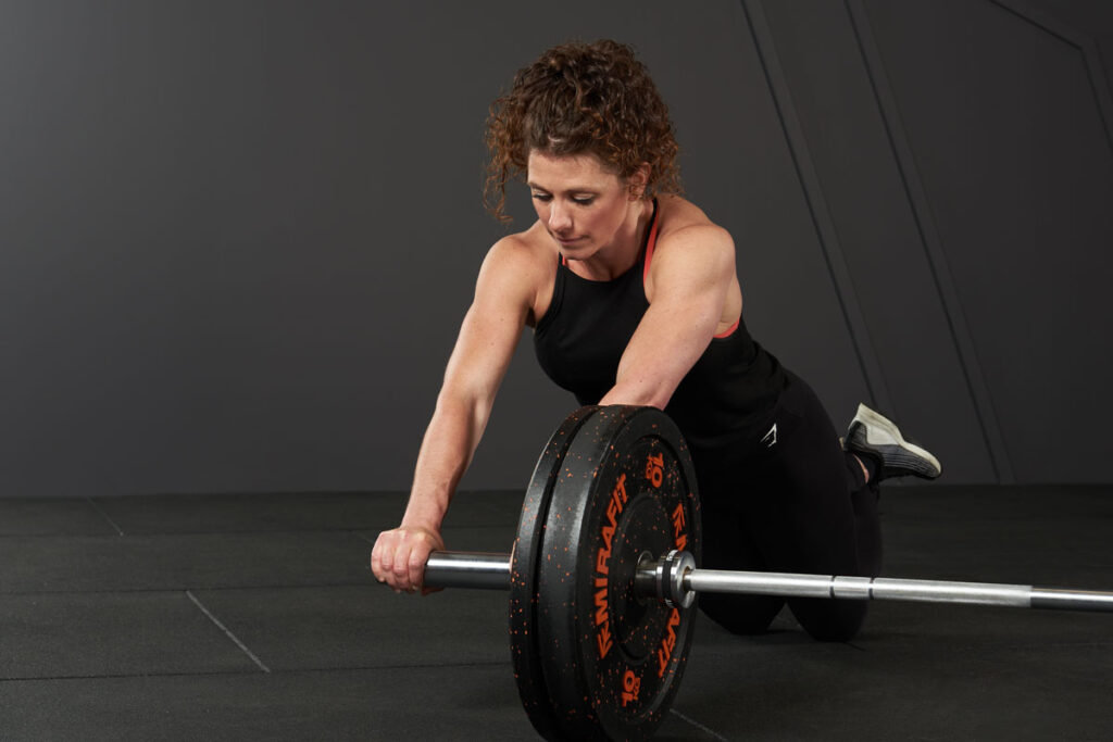 Landmine Ab Rollout with Mirafit 10kg Bumper Plates