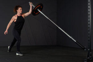 Female Athlete Performs Landmine Press using Mirafit Equipment