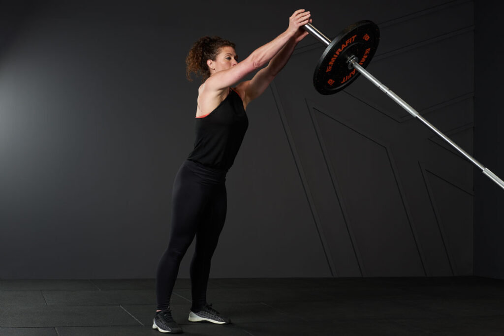 Landmine Squat to Press using a Mirafit landmine and 5kg weight plates
