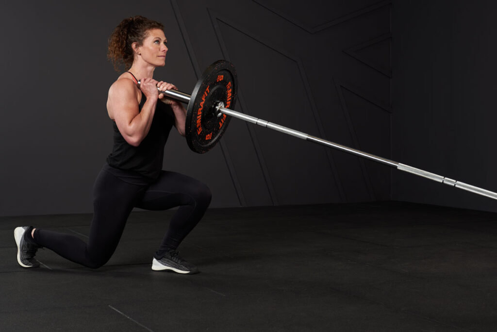 Landmine Reverse Lunge with Mirafit 5kg Bumper Plates