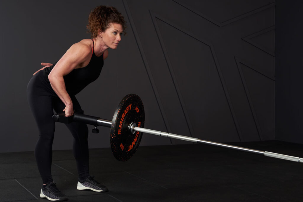 Landmine Single Arm Row using a Mirafit Landmine and 5kg Bumper Plates