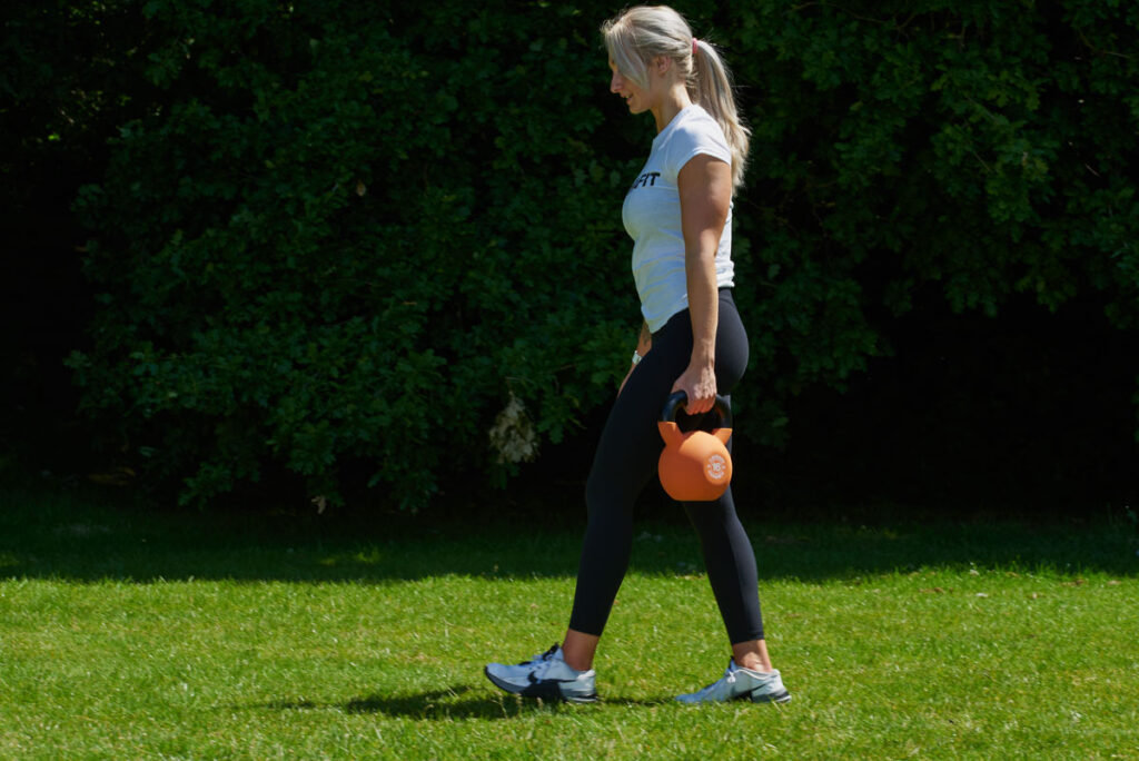 Suitcase Carry Suitcase carry with a Mirafit Kettlebell