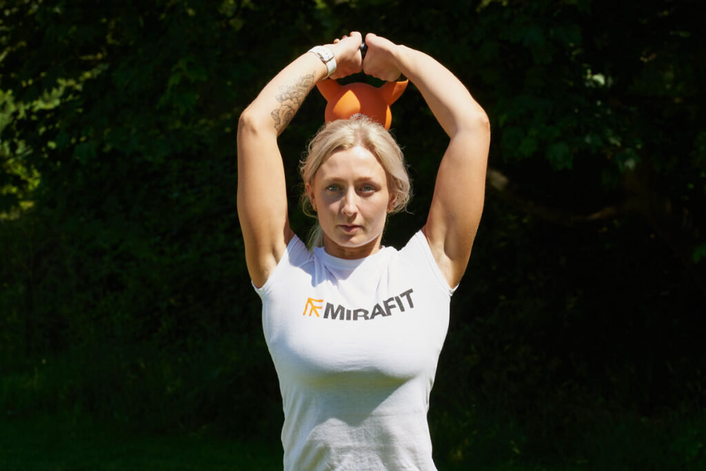 Kettlebell Tricep Extension Kettlebell Tricep Extension with a Mirafit Kettlebell