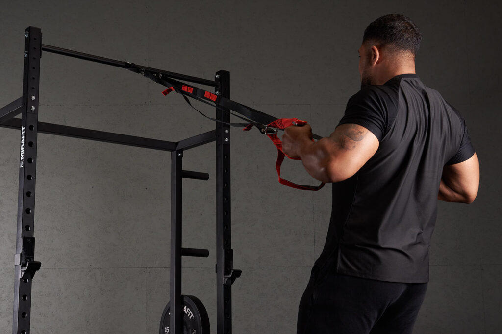 Suspension Trainer Inverted Row Man doing a suspension trainer inverted row