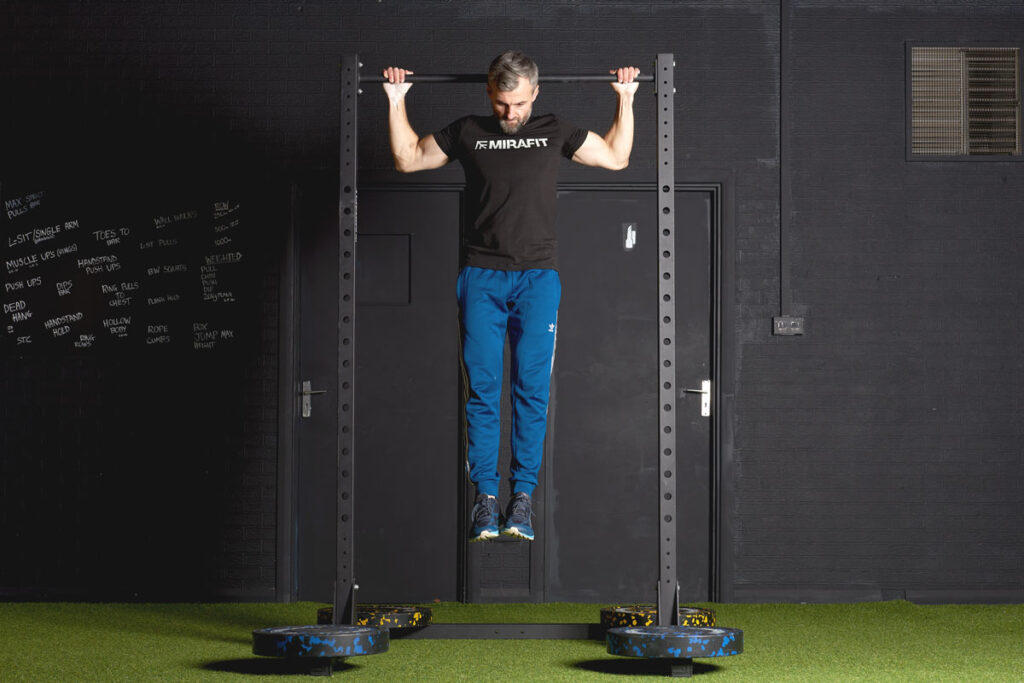 Behind the Neck Pull Up Behind the Neck Pull Up on a Mirafit M210 Half Power Rack