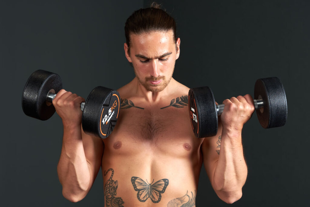 Bicep curls with Mirafit M3 Urethane Dumbbells