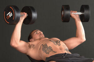 Dumbbell Bench Press with Mirafit Rubber Dumbbells - 25kg Dumbbells