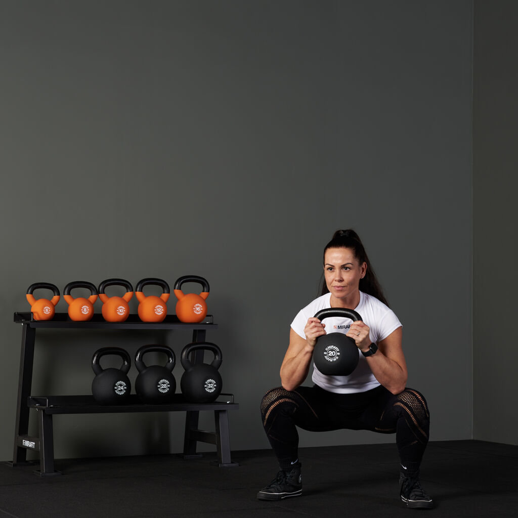 goblet squats with kettlebell