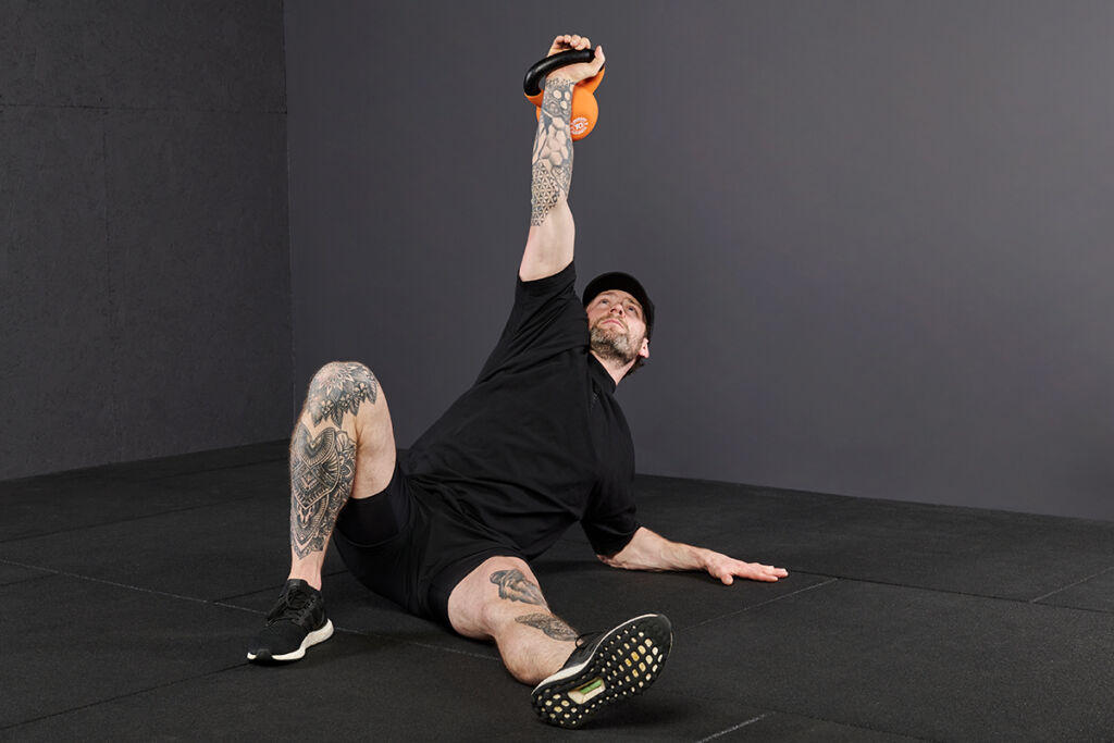 Press to Elbow Support Mirafit Kettlebell Turkish Get Up Step 2 - Press to Elbow Support