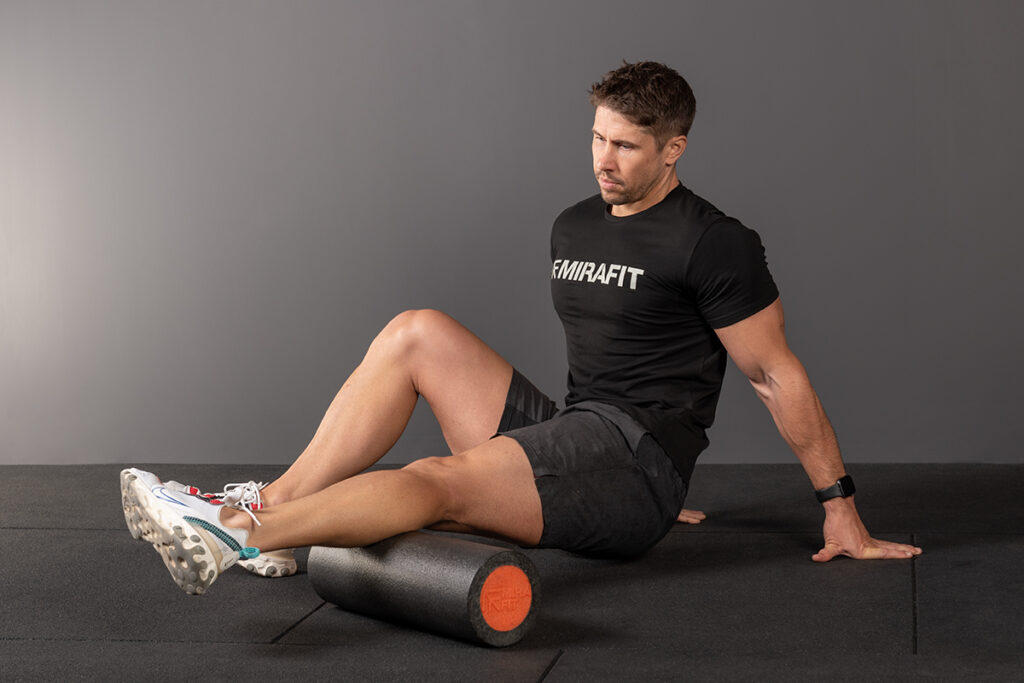 Gareth Sapstead using a Mirafit EPE Foam Roller