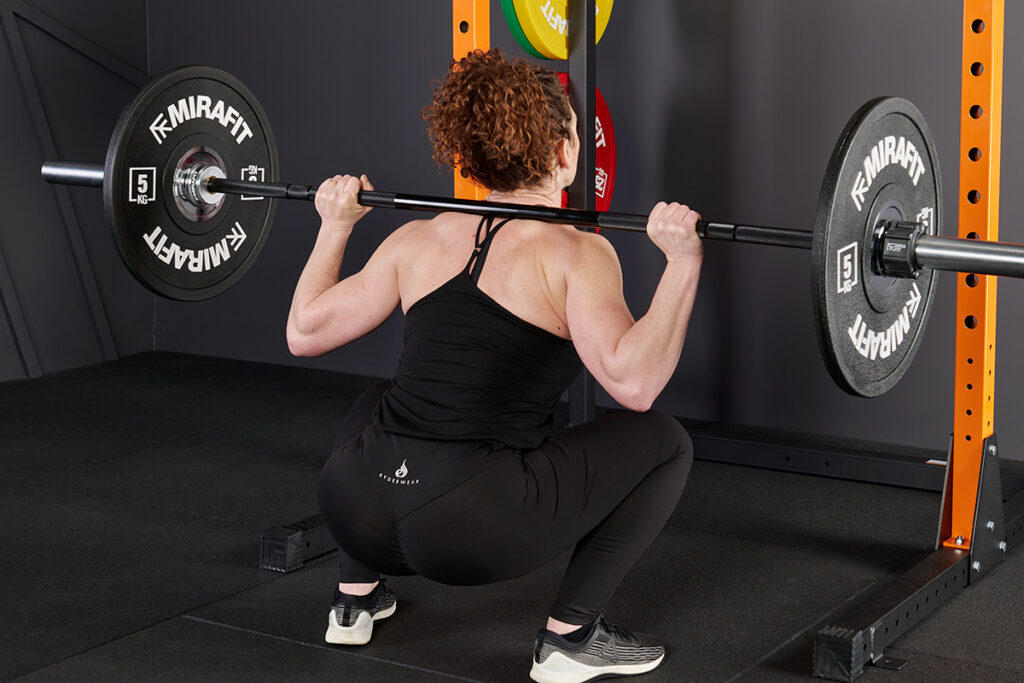 High bar squat with Mirafit Bumper Plates