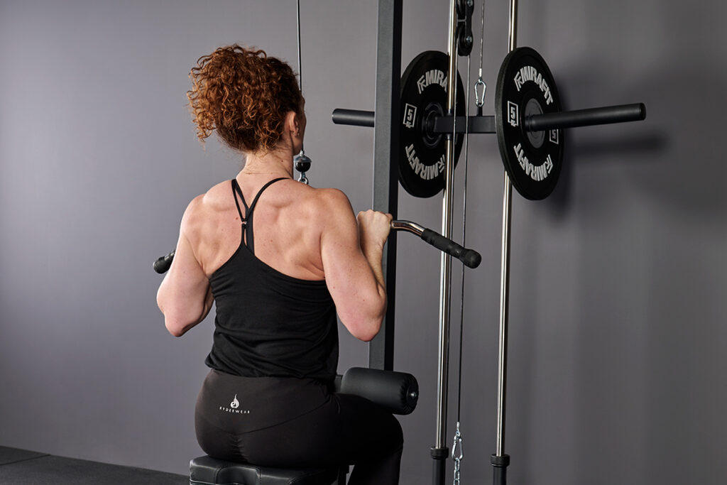Narrow Grip Lat Pulldown Neutral gip lat pulldown on a Mirafit Lat Pulldown Machine