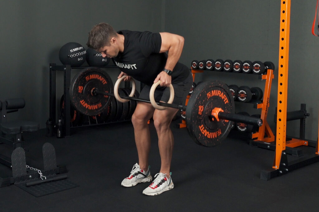 Mirafit Wooden Gymnastic Rings Gareth Sapstead Bent Over Row using Mirafit Wooden Gymnastic Rings
