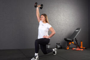 Half Kneeling Shoulder Press with Mirafit M3 Urethane Dumbbells