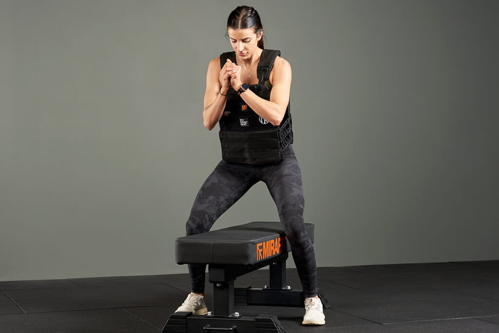 Box Jump box jacks on Mirafit M3 Flat Weight Bench
