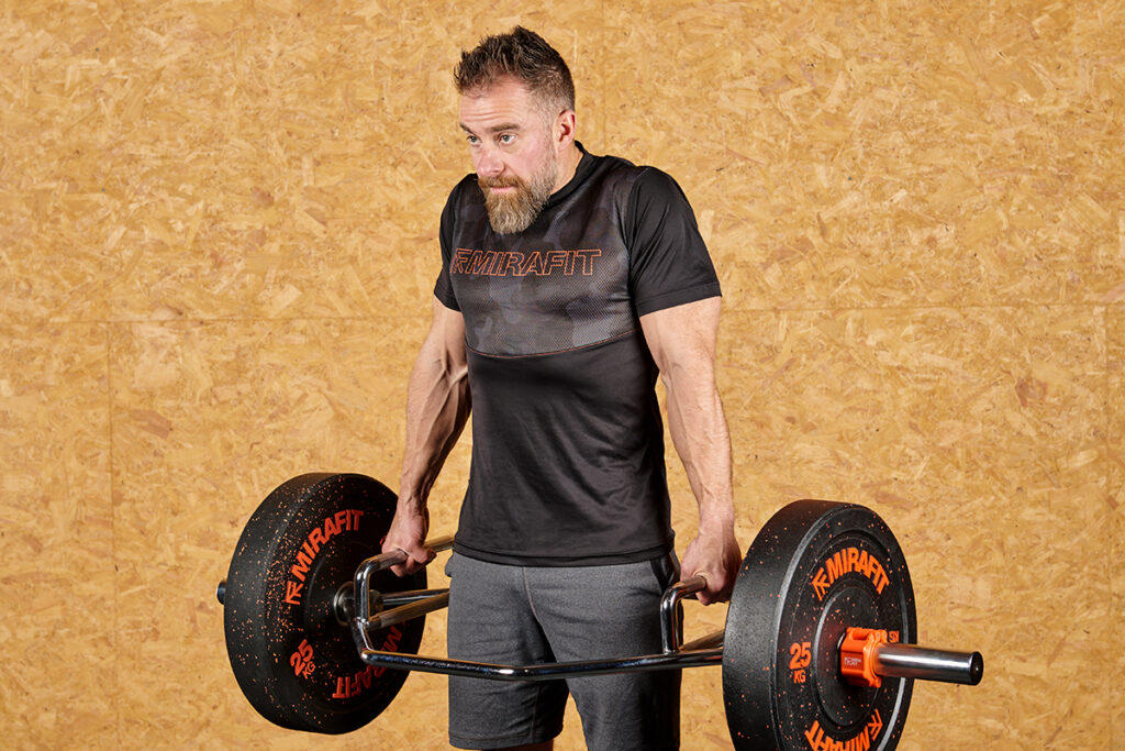 Mirafit 2" Olympic Trap Bar Trap Bar Shrug with a Mirafit Olympic Trap Bar
