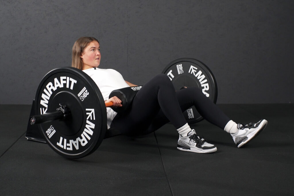staggered hip thrust with Mirafit Hip Thrust Plates