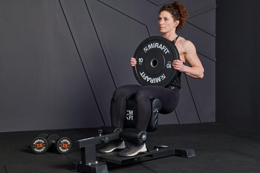 Sissy Squat with Mirafit Bumper Plates