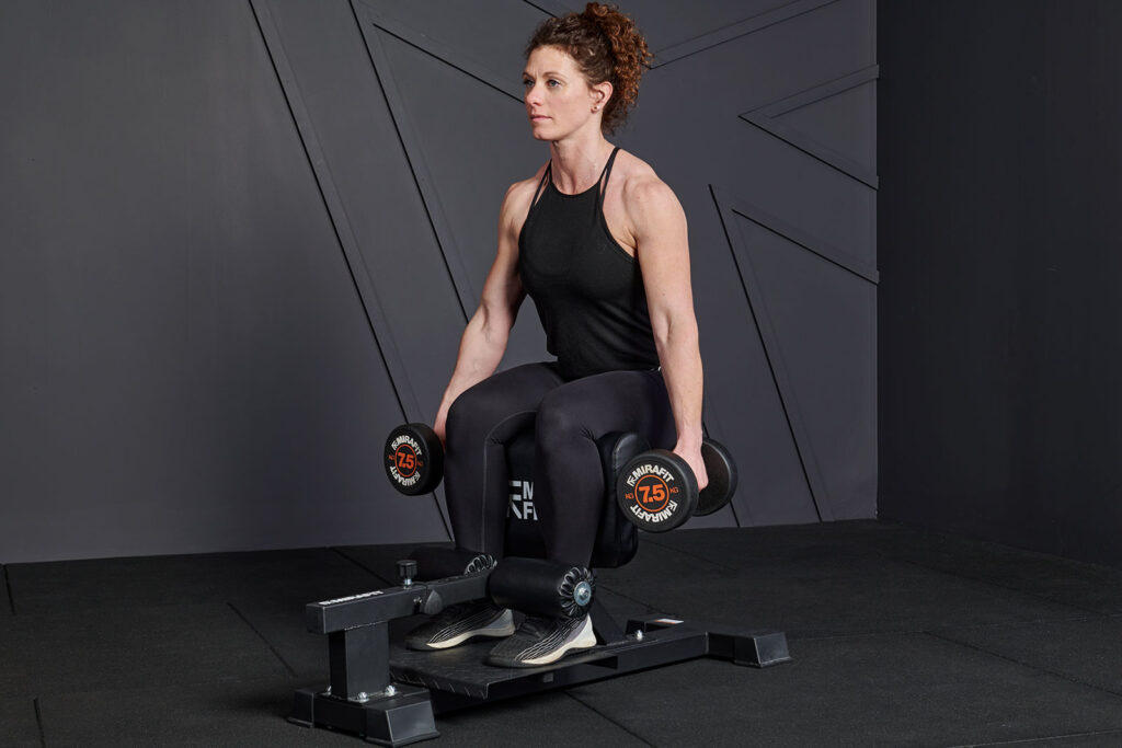 Sissy Squat with Mirafit 7.5kg dumbbells