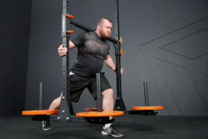 Strongman Adam Bishop Split Squat with Mirafit Strongman Yoke