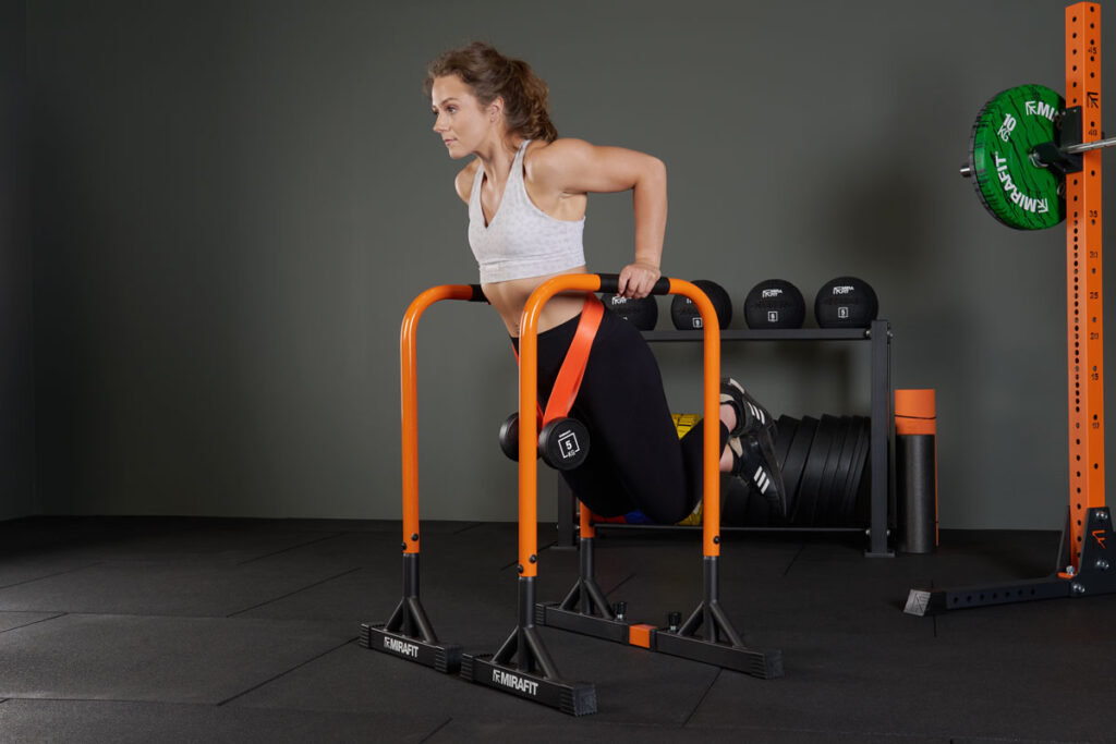 Weighted dips on Mirafit Dip Bars