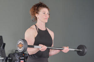 bicep curl using Mirafit Rubber Weighted Barbell
